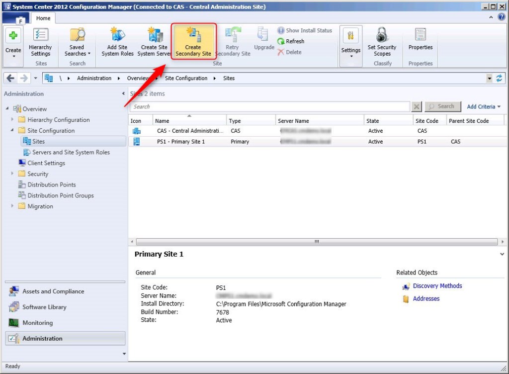 How to install a Secondary Site in SCCM 2012