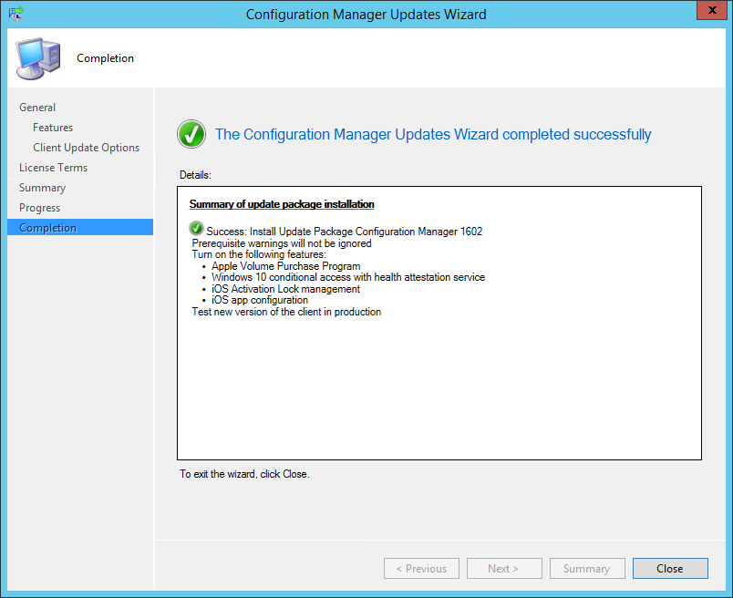 SCCM 1602 upgrade guide