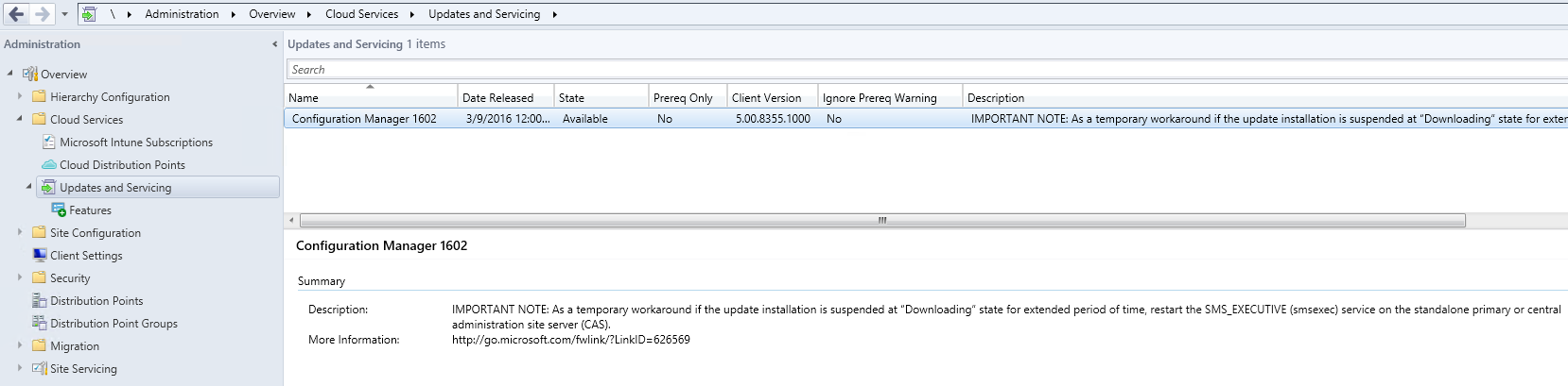 SCCM 1602 upgrade guide