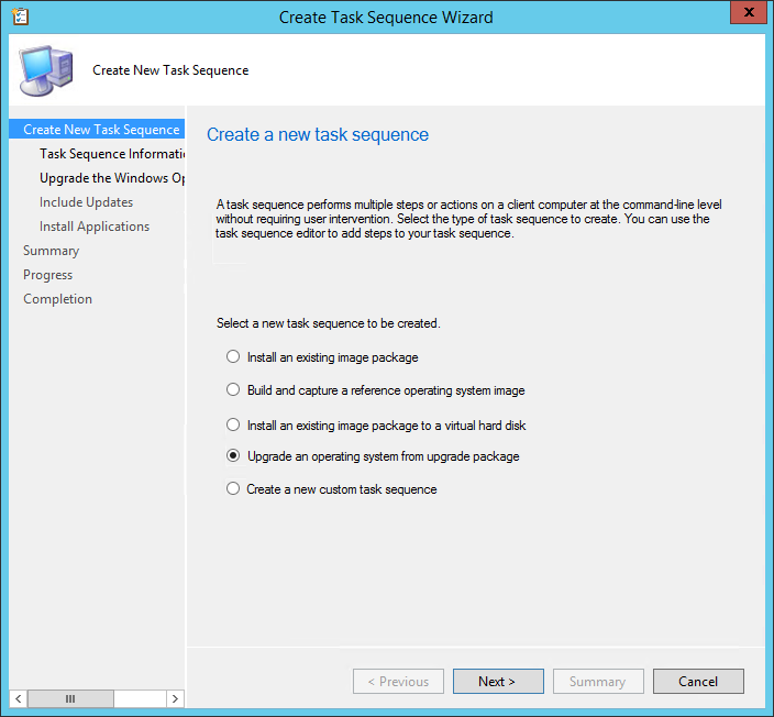 SCCM Task Sequence Upgrade