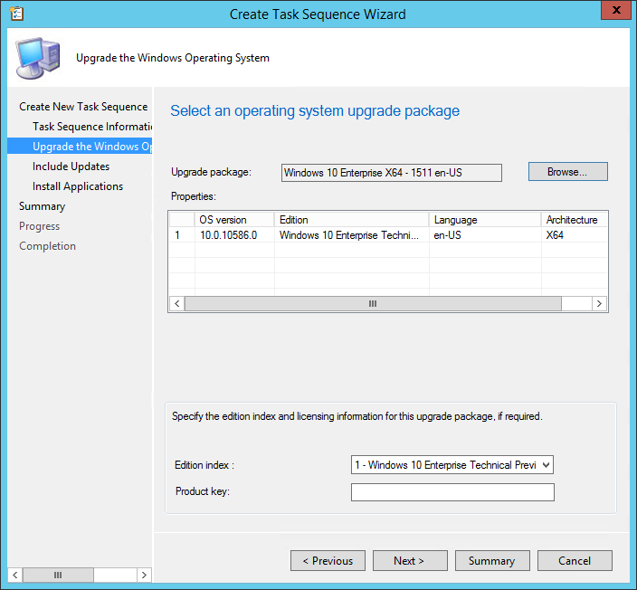 SCCM Task Sequence Upgrade