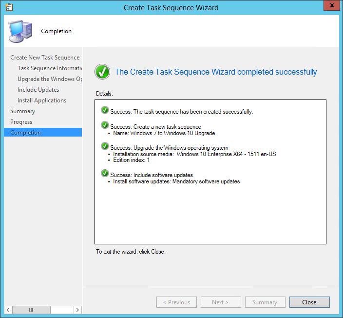 SCCM Task Sequence Upgrade