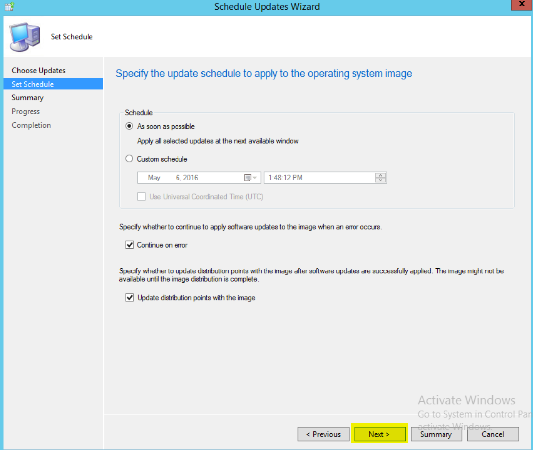 sccm offline servicing