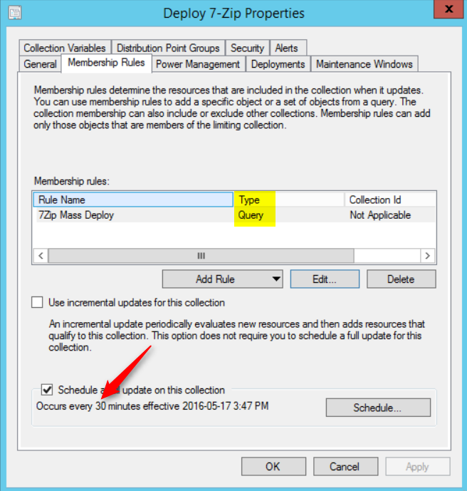 SCCM dynamic queries