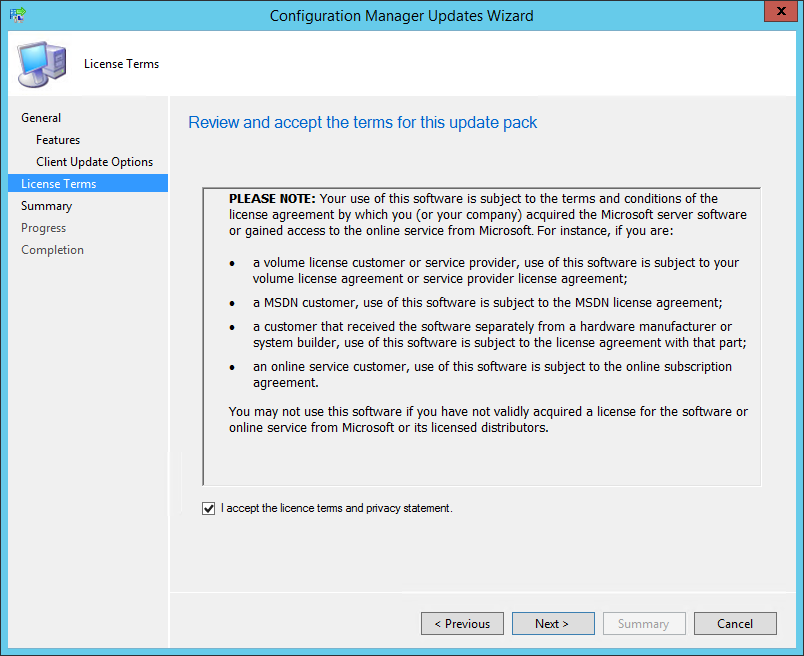 Update wizard. Configuration Manager. Volume licensing пример. SCCM update. License acquisition.