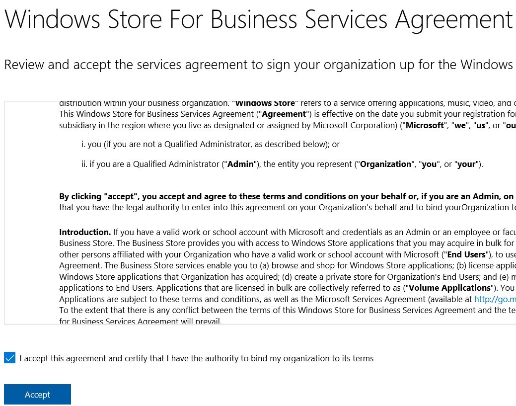 SCCM Windows Store for Business integration