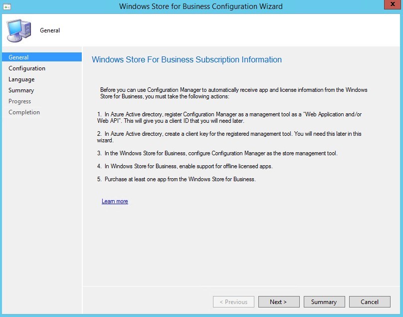 SCCM Windows Store for Business integration