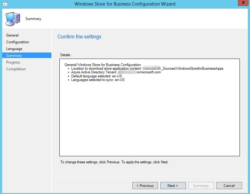 SCCM Windows Store for Business integration