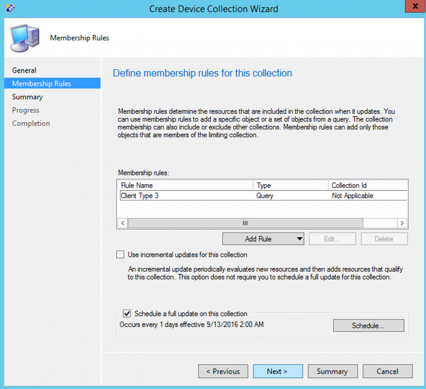 Member queries. Exclude. FULLUPDATE. Microsoft Endpoint config Mgr 'NJ.