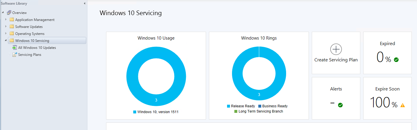 sccm windows 10 servicing plans