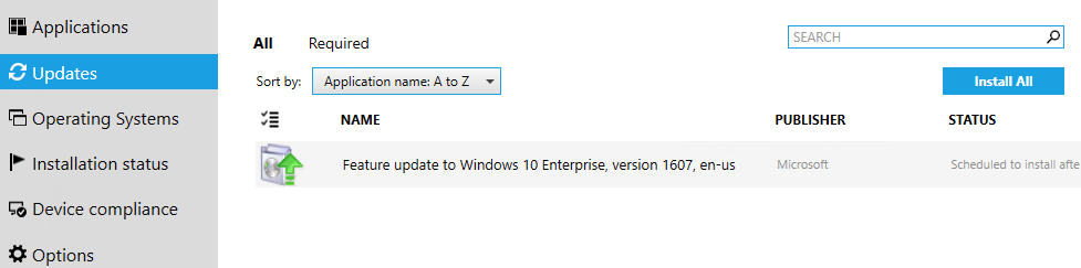 sccm windows 10 servicing plans