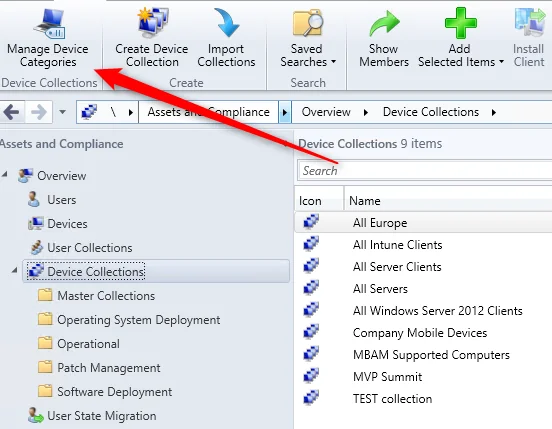 SCCM Device Categories