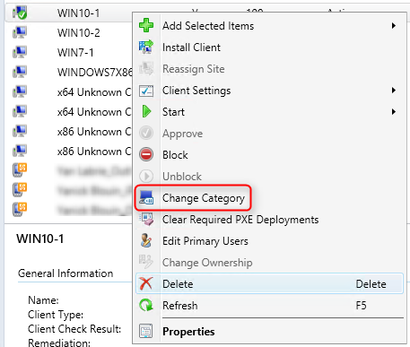 SCCM Device Categories