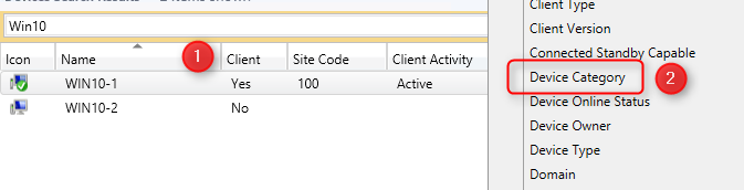 SCCM Device Categories