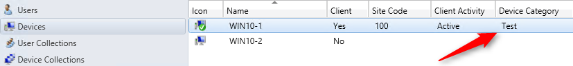 SCCM Device Categories