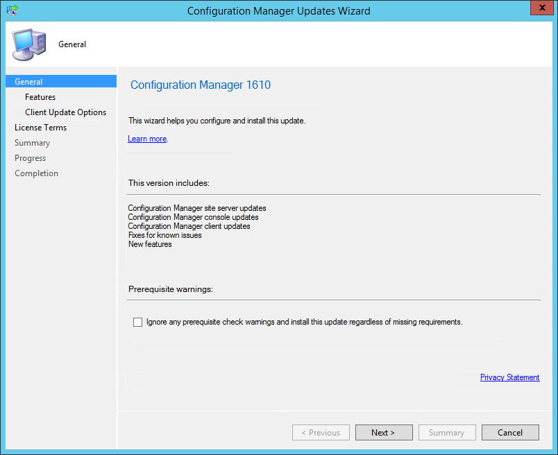 SCCM 1610 upgrade guide