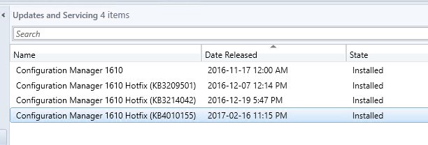 SCCM 1610 Update Rollup 3