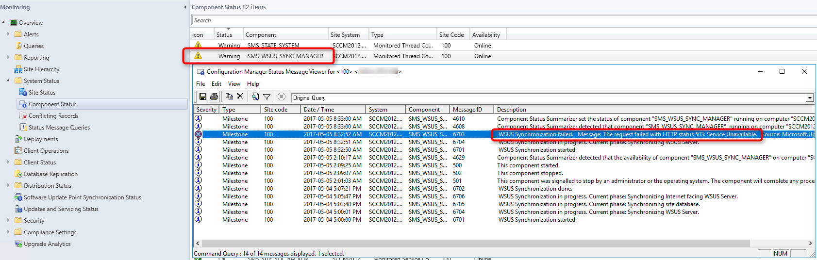 SCCM HTTP Error 503