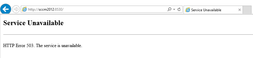 SCCM HTTP Error 503
