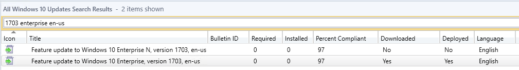 SCCM Windows 10 1703 Servicing Plans