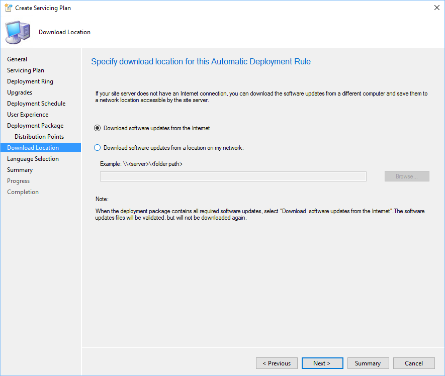 SCCM Windows 10 1703 Servicing Plans