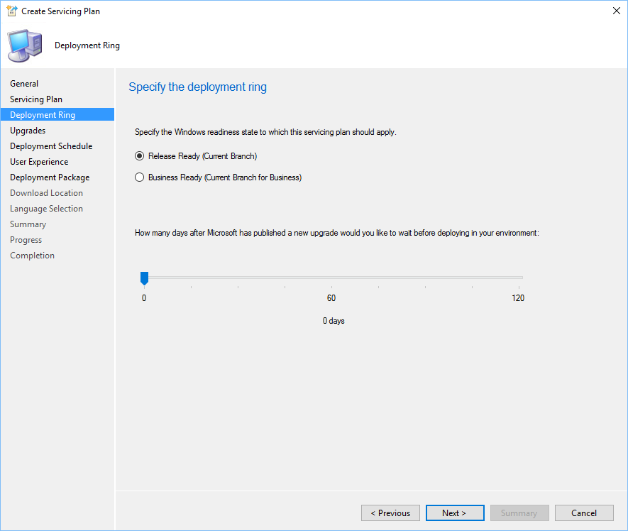 SCCM Windows 10 1703 Servicing Plans