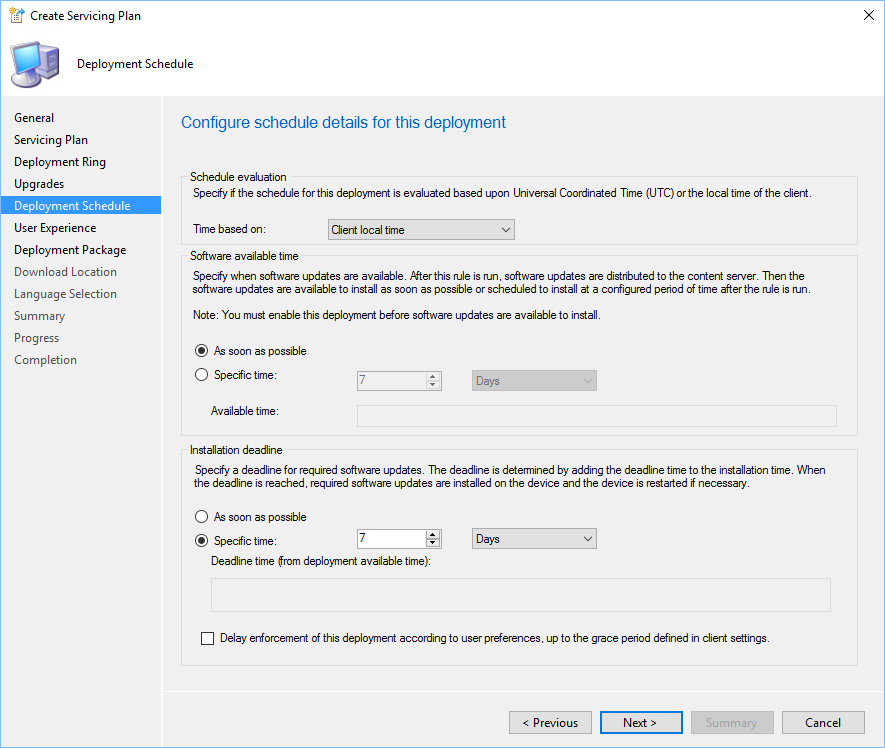 SCCM Windows 10 1703 Servicing Plans