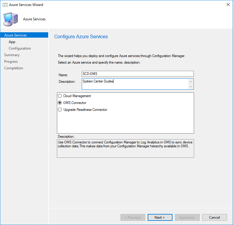 SCCM OMS Connector