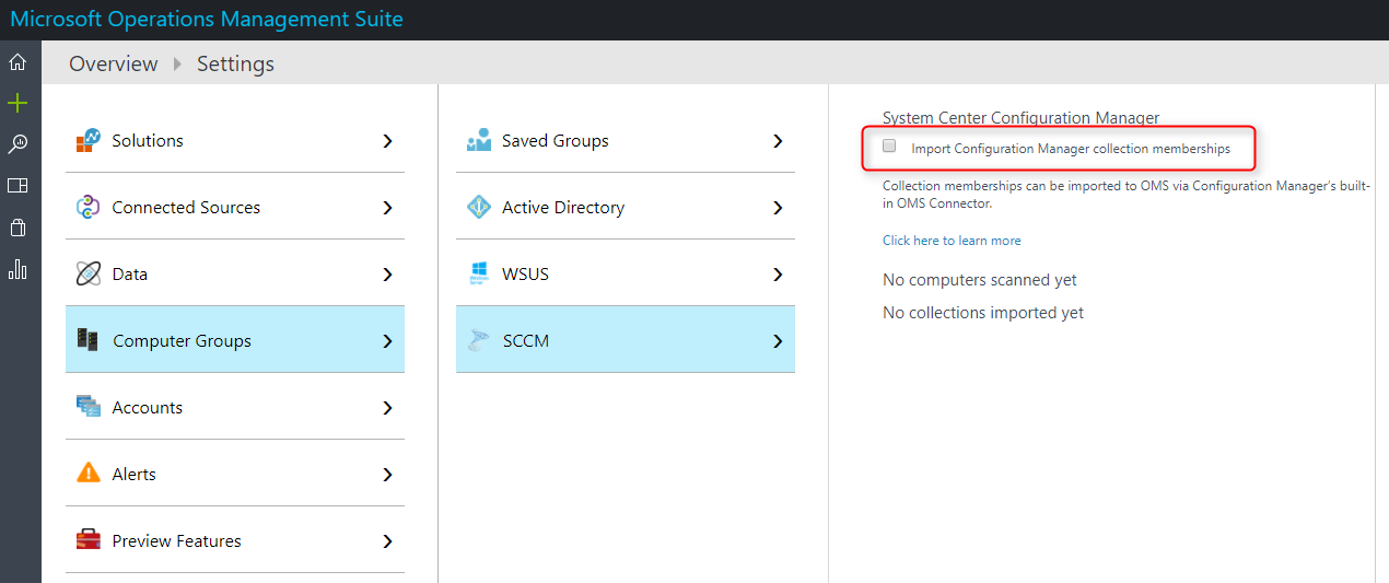 SCCM OMS Connector