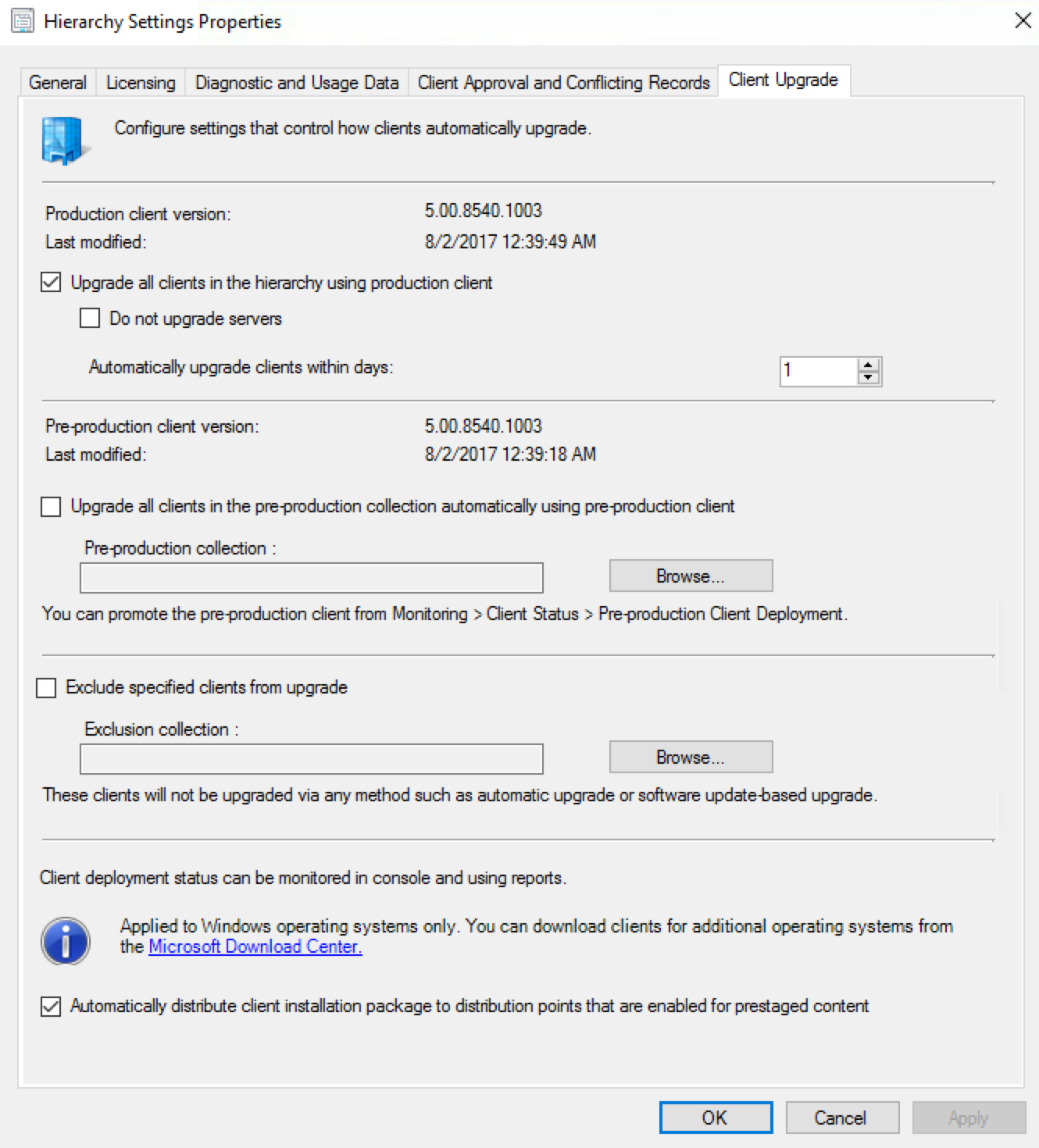 SCCM 1706 Upgrade Guide