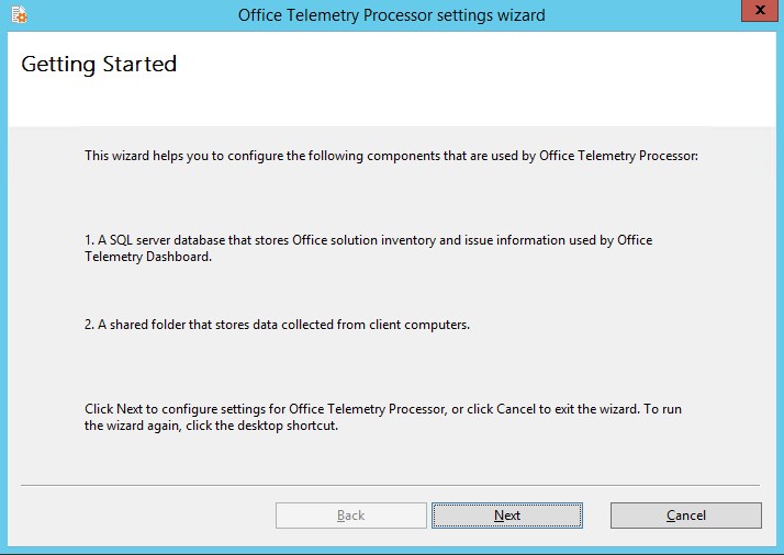 Telemetry dashboard Office 2016