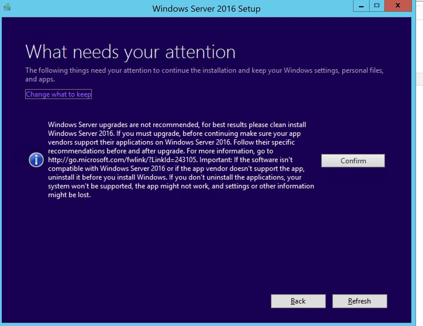 In-place OS upgrade SCCM server