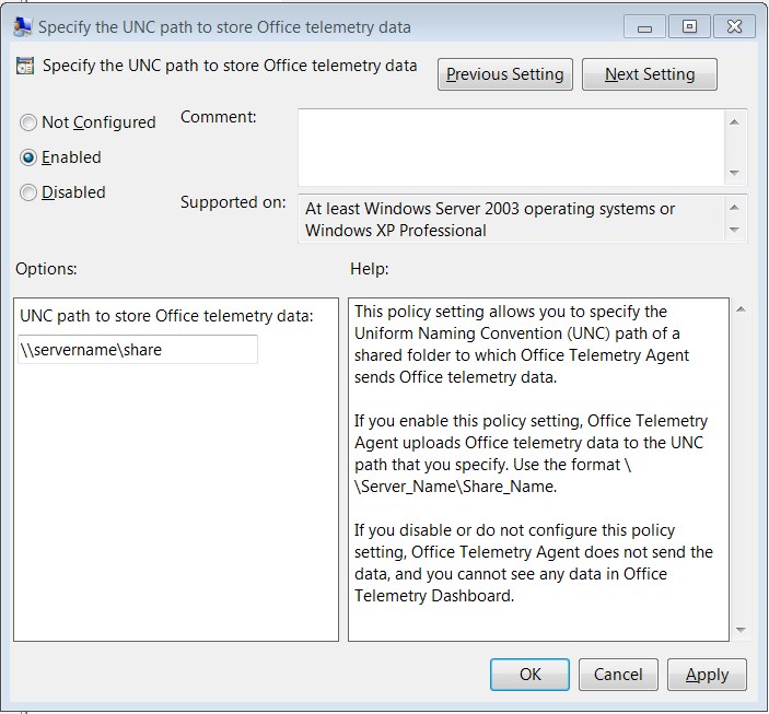 How to setup Telemetry Dashboard for Office 2016