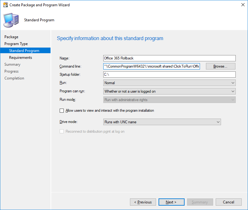 SCCM Office specific version installation