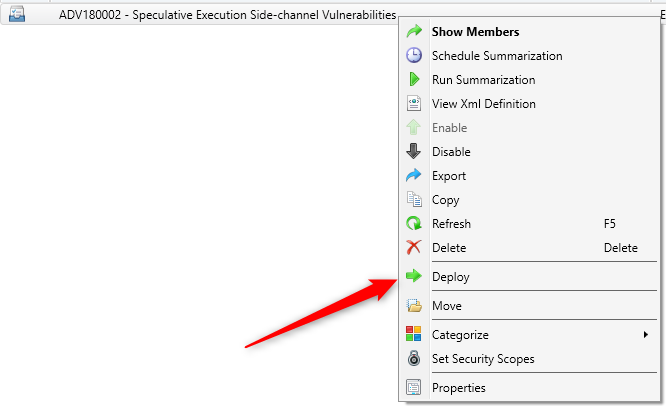 SCCM Spectre Meltdown Configuration Baseline