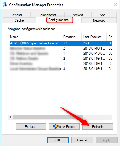 SCCM Spectre Meltdown Configuration Baseline