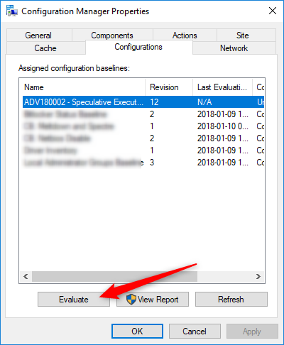 SCCM Spectre Meltdown Configuration Baseline