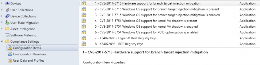 How to Monitor Spectre / Meltdown Workstation Vulnerability using SCCM