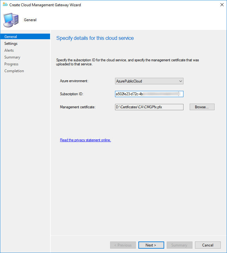 SCCM Cloud Management Gateway