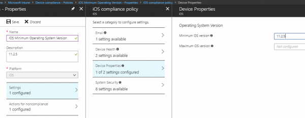 Intune enforce iOS version