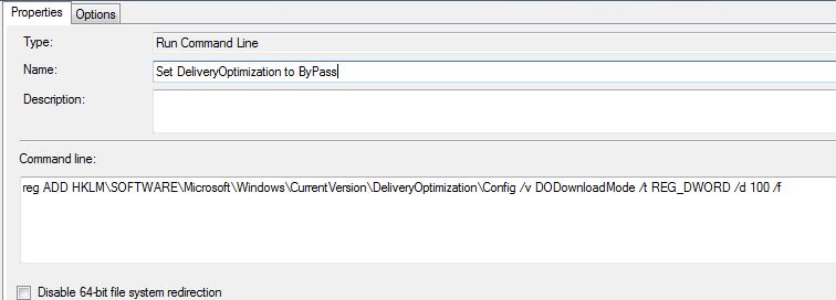 SCCM Delivery Optimization Task sequence