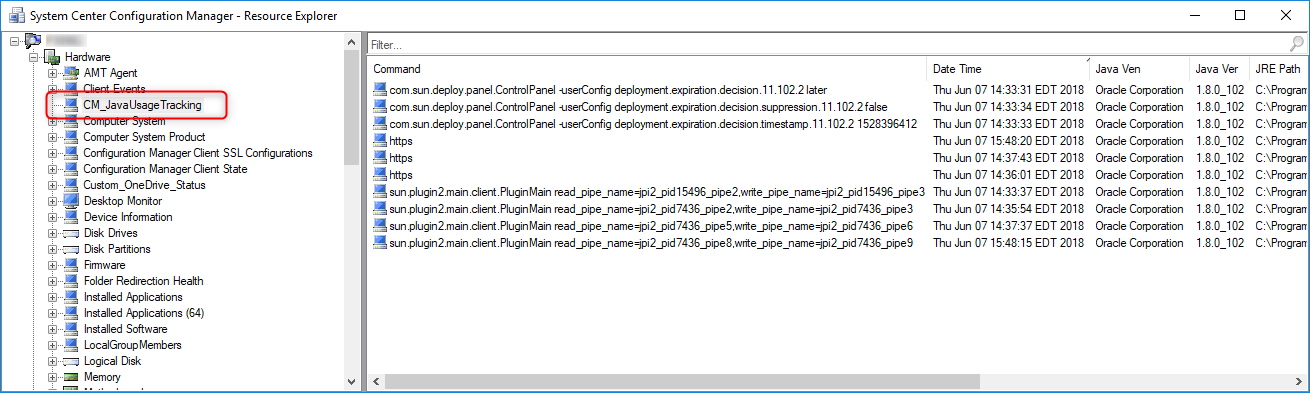 SCCM Java Inventory