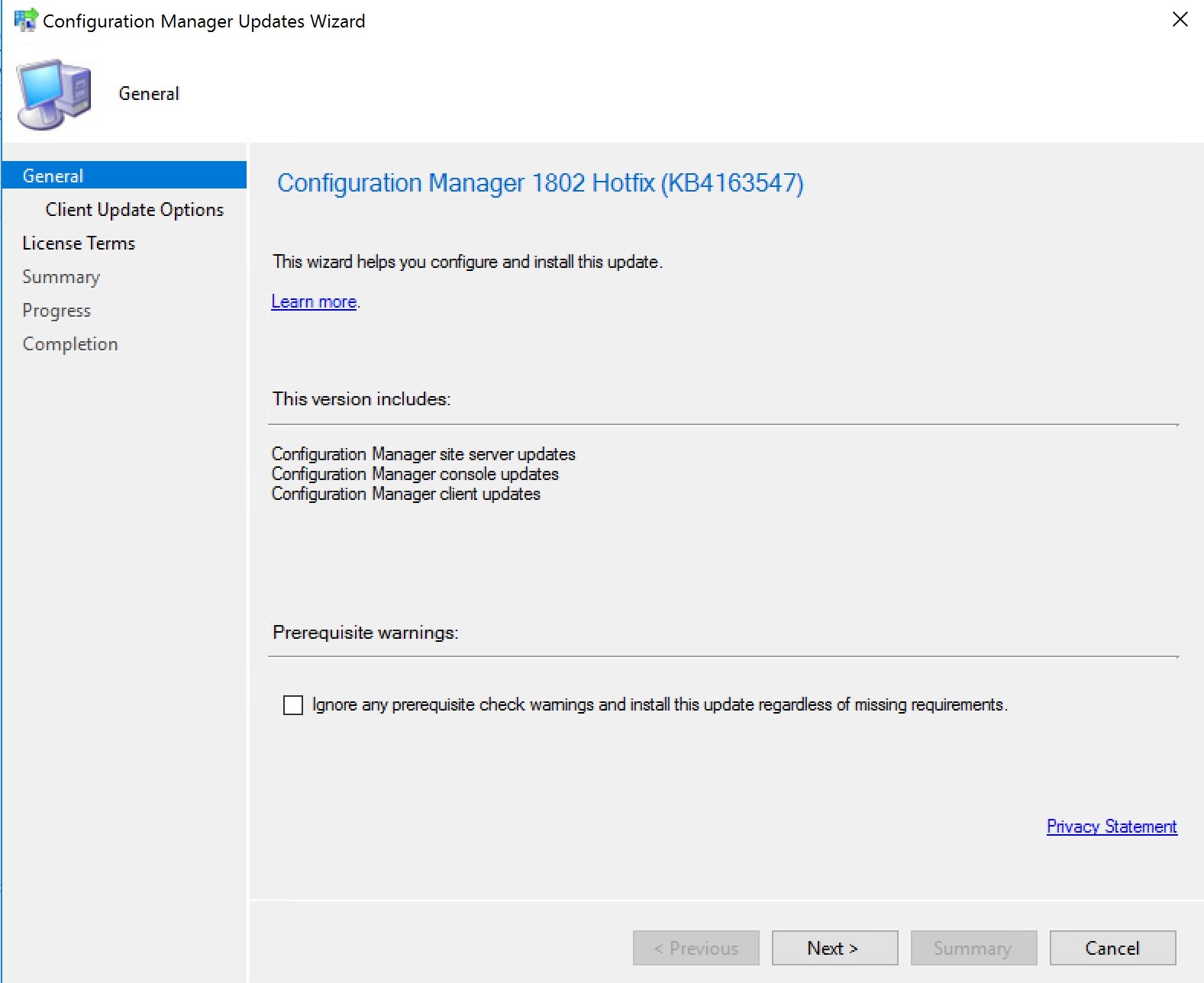 SCCM 1802 Hotfix Rollup KB4163547