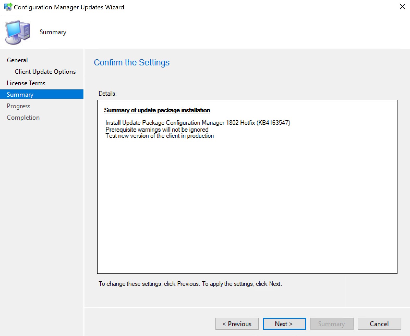 SCCM 1802 Hotfix Rollup KB4163547