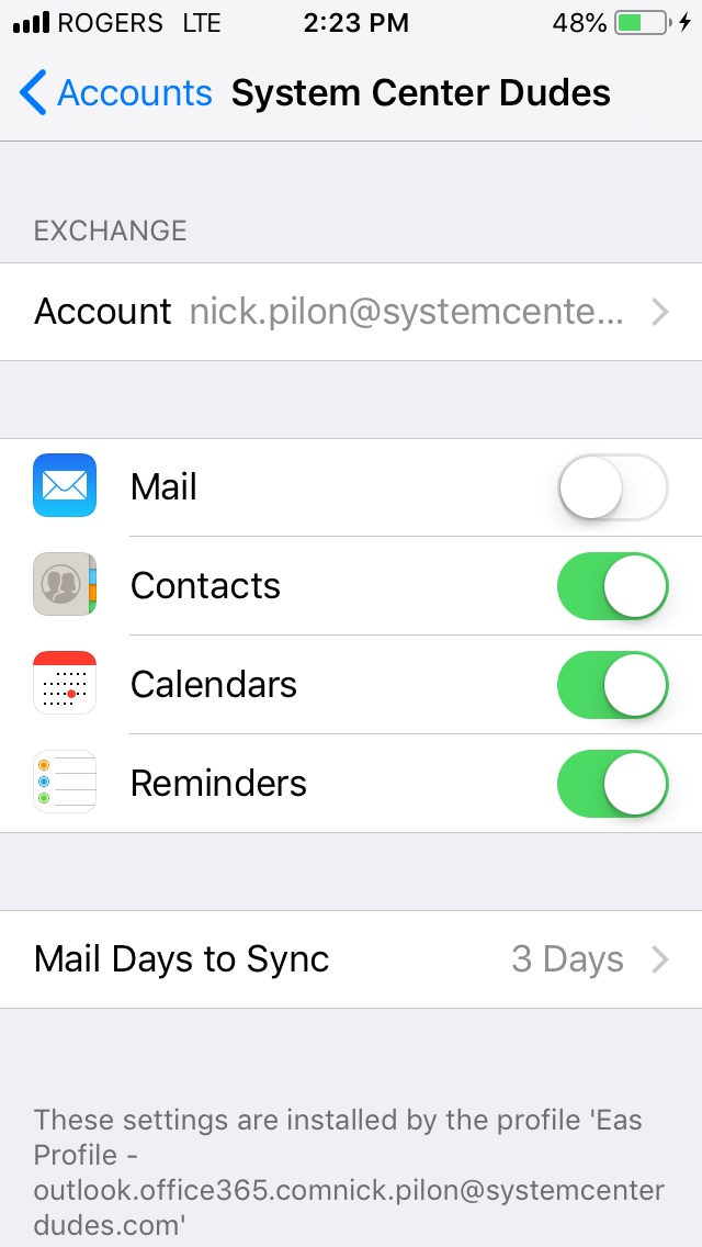 Email profile iOS