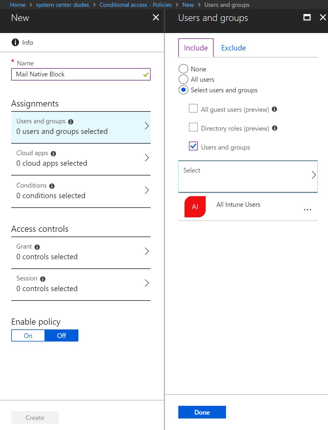 Conditional access blocking Basic Authentication