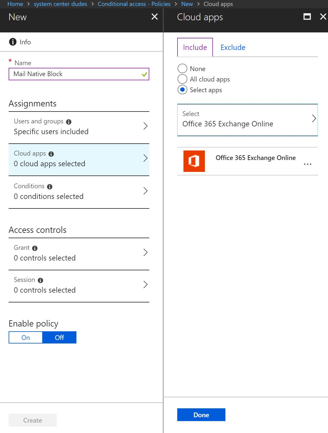 Conditional access blocking Basic Authentication