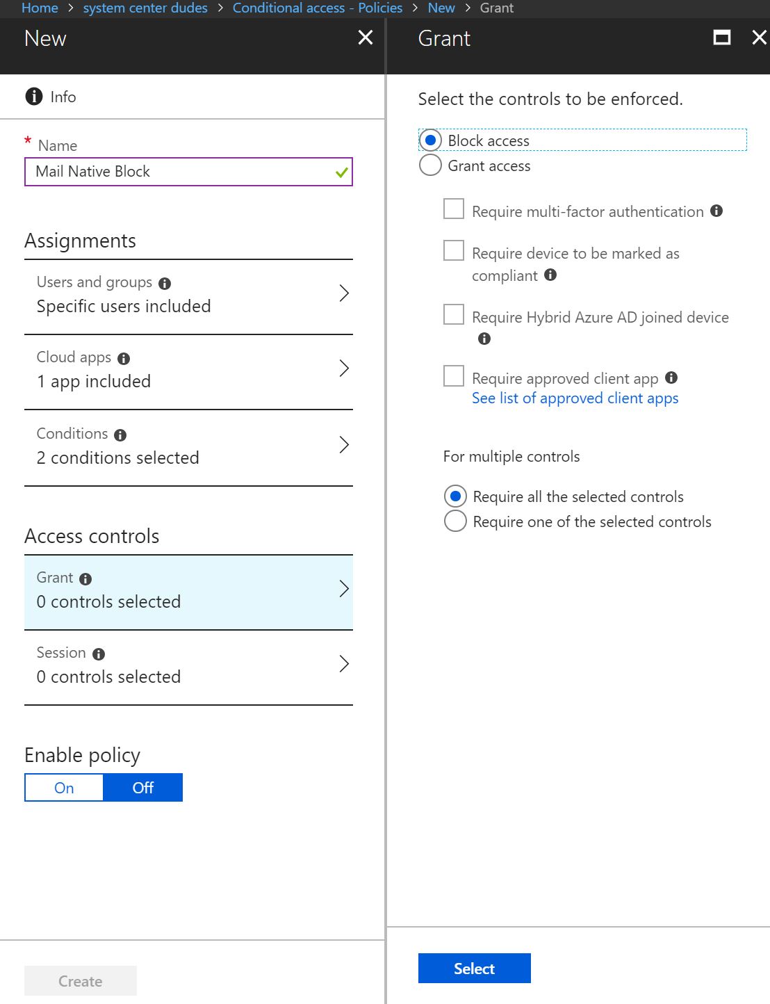 Conditional access blocking Exchange ActiveSync