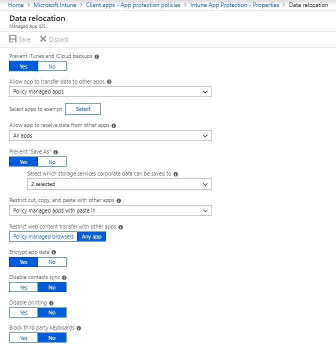 Security Features Microsoft Intune