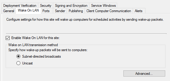 SCCM Wake on Lan Client Notification